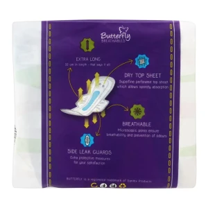 Butterfly Breathables Ultra Thin Sanitary Napkins, Dry Mesh Topsheet, Extra Large, 7 Pads