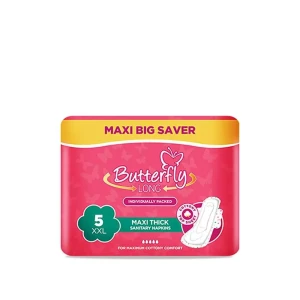 Butterfly Long Maxi Thick Sanitary Napkins, XXL, 5-Pads, Big Saver