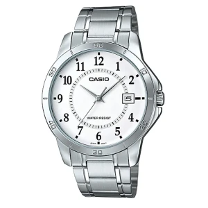 Casio Men's White Dial Stainless Steel Analog Watch, MTP-V004D-7BUDF
