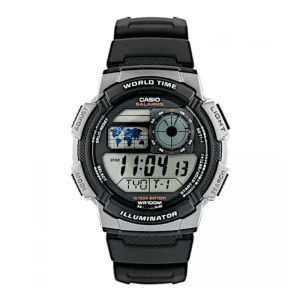 Casio Youth Series Illuminator Digital World Time, Resin Band, AE-1000W-1BVDF