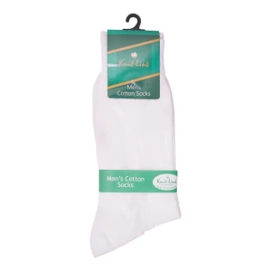 Knit Line Men’s Cotton Socks, White