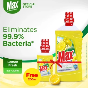 Max All Purpose Lemon Fresh Surface Cleaner Promo 1000ml + 200ml FREE (Without Tray)