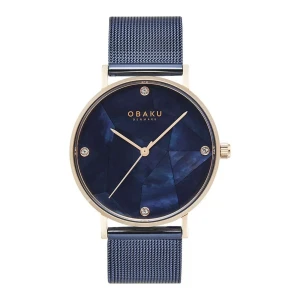 Obaku Women's Denmark Designed Round Dial With Navy Blue Background & Bracelet Analog Watch, V268LXVLML