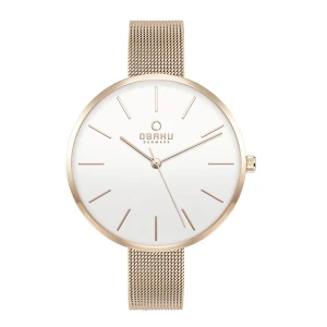 Obaku Women's Denmark Round White Dial With Fawn Bracelet Analog Watch, V211LXVIMV