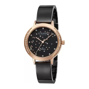 Obaku Women's Designed Black Round Dial With Black Background & Bracelet Analog Watch, S732LHVBSB