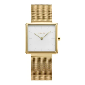 Obaku Women's Golden Square Dial & Bracelet Analog Watch, V236LXGIMG