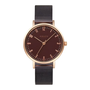 Obaku Women's Rust Gold Round Dial With Dark Brown Background & Bracelet Analog Watch, V248LXVNMN