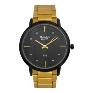 Omax Men's Black Round Dial & Background With Rust Gold Chain Analog Watch, ASL001BG02