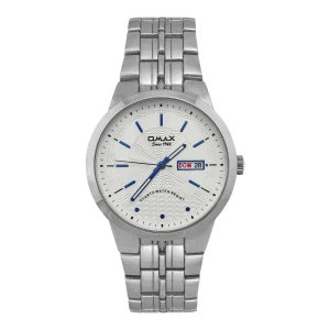 Omax Men's Chrome Round Dial With Designed White Background & Chrome Chain Analog Watch, HYC023N028