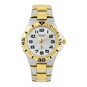 Omax Men's Golden Round Dial With Two Tone Bracelet Analog Watch, DBA607N008