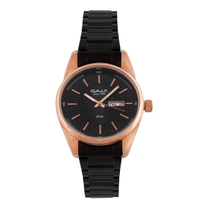 Omax Men's PVD Rust Gold Round Dial With Black Background & Bracelet Analog Watch, FSD007U032