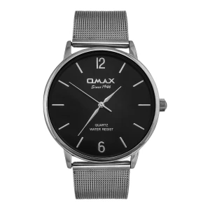 Omax Men's Silver Round Dial With Black Background & Chrome Chain Analog Watch, HXM03P26I