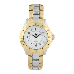 Omax Men's Yellow Round Case With Two Tone Bracelet Analog Watch, DBA381N003