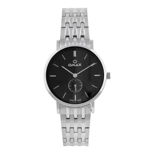 Omax Women's Chrome Round Dial With Black Background & Chrome Bracelet Analog Watch, OS0194V002