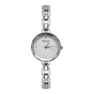 Omax Women's Designed Round Dial With Chrome Chain Analog Watch, JJC004I008