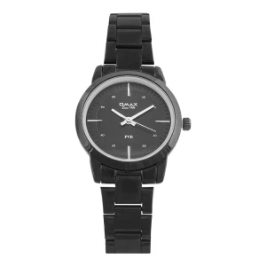 Omax Women's PVD Black Round Dial & Bracelet Analog Watch, HSA042G008