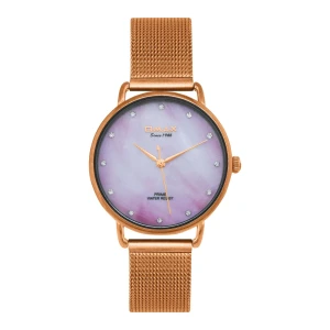 Omax Women's Rust Gold Round Dial & Chain With Colored Background Analog Watch, PMM01RC8I