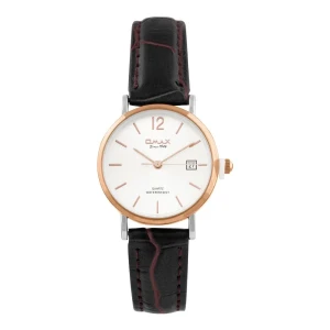 Omax Women's White Round Dial With Black Plain Strap Analog Watch, HDL07R35I