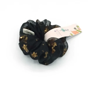 Sandeela Organza Classic Scrunchies, Black, 03-05-1099