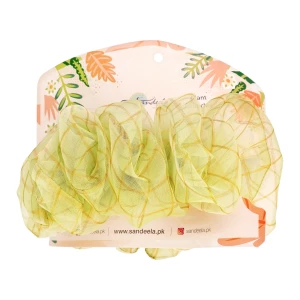 Sandeela Organza Gold Lines Giant Scrunchies, Green, 05-1007