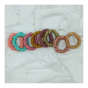 Sandeela Tinies Silk/Chiffon Round Scrunchies, Pastels, 8-Pack, M01-02-8013