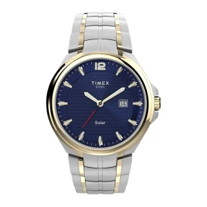 Timex Men's Navy Blue Round Dial With Two Tone Bracelet Analog Watch, TW2V39700