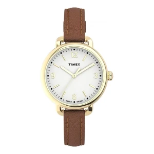 Timex Women's Standard Demi 30mm Leather Strap Watch Golden Tone, TW2U60000