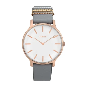 Timex Women's White Round Dial With Chained Silver Strap Analog Watch, TW2T45400